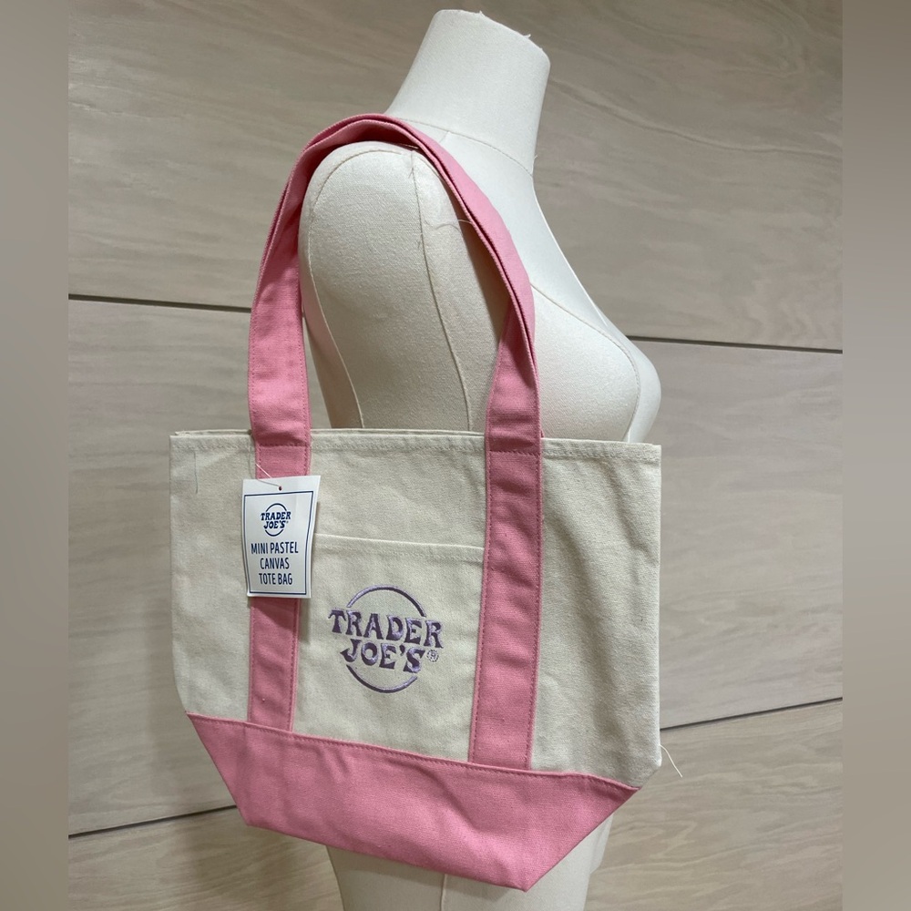 Pink and Cream Canvas Tote Bag